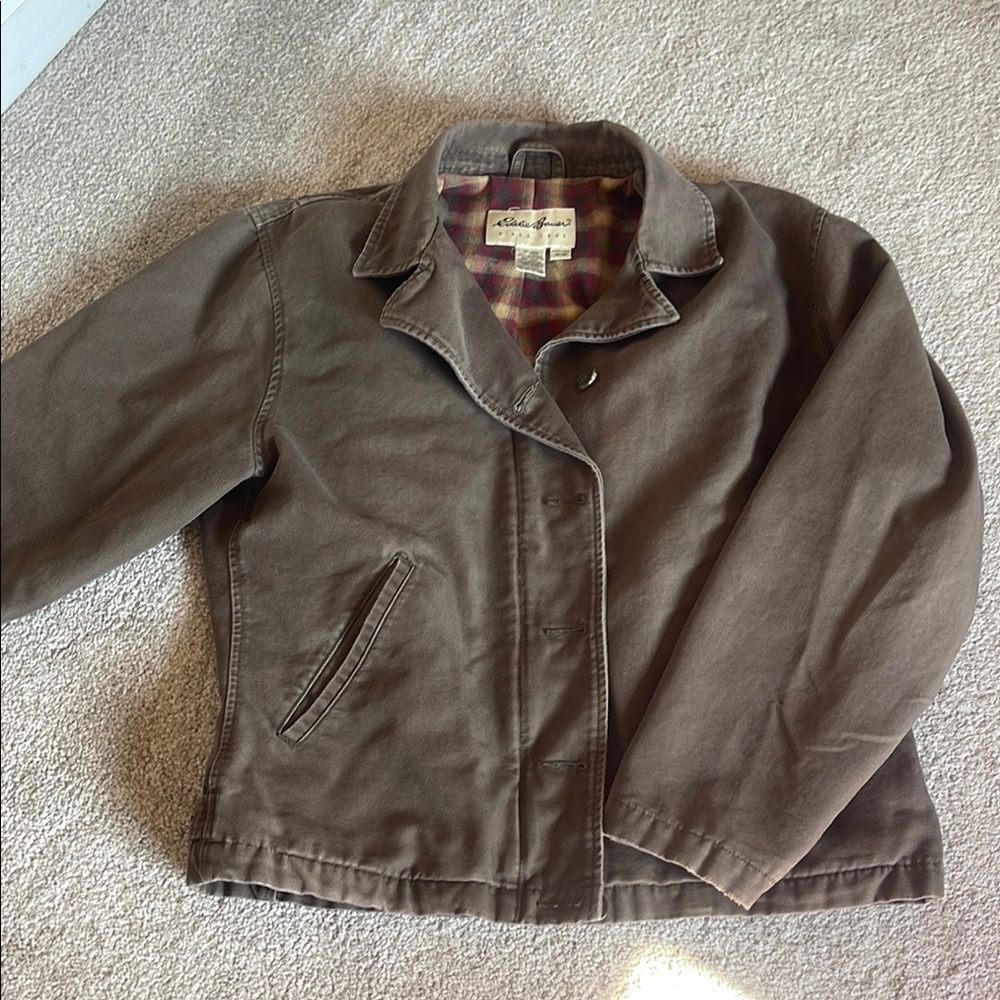 Eddie Bauer Brown Jean Jacket Vintage Style size M